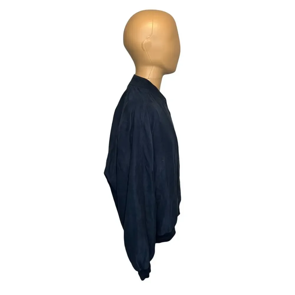 Vintage St. Croix Microfiber Full Zip Jacket Mens Size XL Navy Lined Embroidered